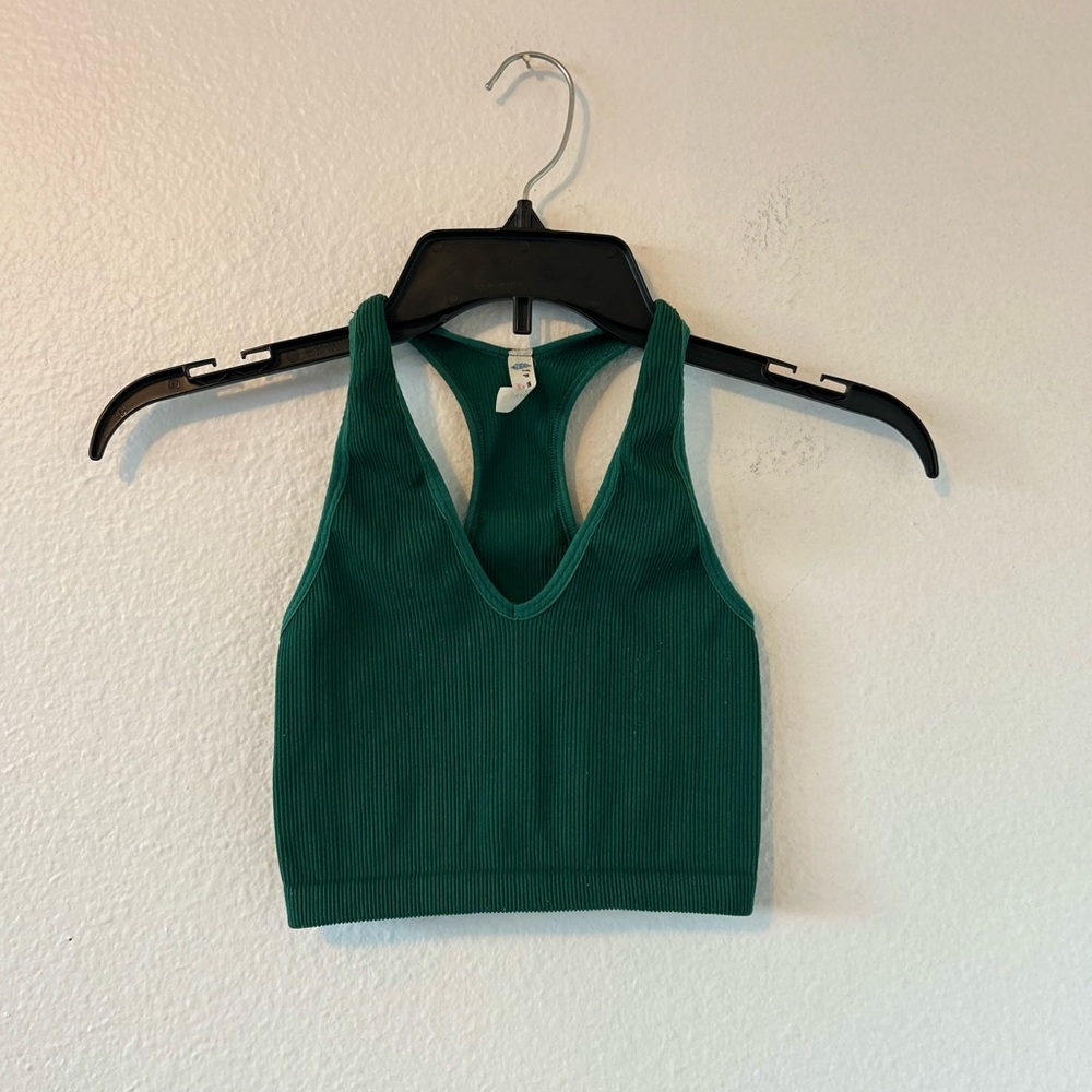 Free People Movement Free Throw Green Ribbed Crop Top Size S
